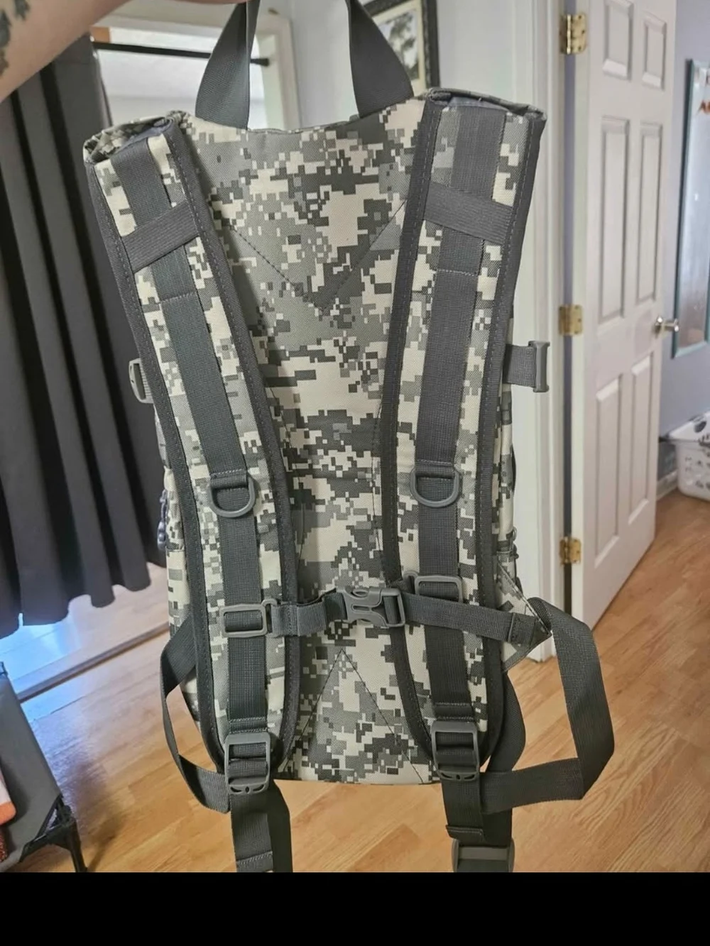 Camouflage Tactical Backpack with hydration Bag - Gray Digital Camo